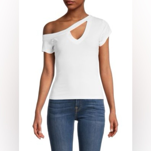 NWT Lea & Viola ribbed cutout top size M white - Picture 1 of 5